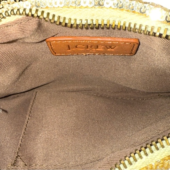 J Crew Gold Sequin Crossbody Bag Purse Clutch with Detachable Chain Link Strap - Picture 5 of 6